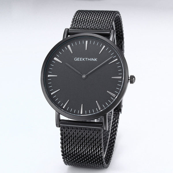 Fashion Top Brand Luxury Quartz watch Casual men quartz-watch stainless steel Mesh strap ultra thin clock male relogio masculino