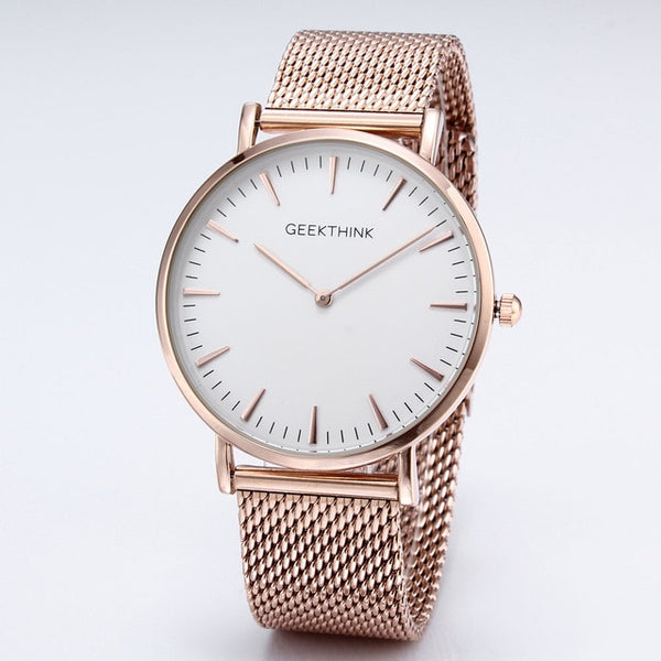 Fashion Top Brand Luxury Quartz watch Casual men quartz-watch stainless steel Mesh strap ultra thin clock male relogio masculino