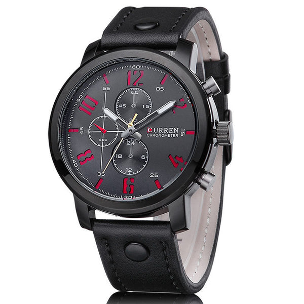 Fashion Brand Quartz Watch Men Casual Leather strap Business Wristwatch Military Sport Relogio Male montre homme Curren 8192 New