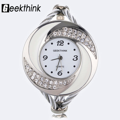Fashion Rhinestone Diamond Whirlwind Design Steel Weave Dress Wristwatch Woman Girl Ladies Bracelet Bangle Quartz watch