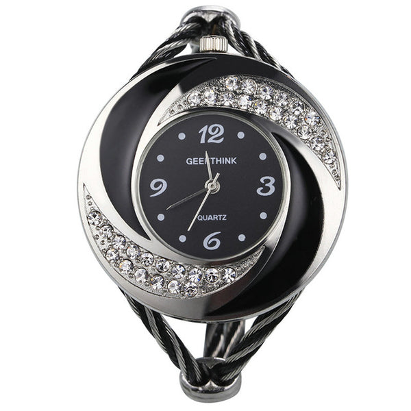 Fashion Rhinestone Diamond Whirlwind Design Steel Weave Dress Wristwatch Woman Girl Ladies Bracelet Bangle Quartz watch