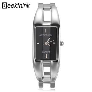 GEEKTHINK Luxury Brand Quartz Watch Women rectangle Stainless