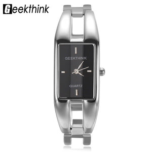 GEEKTHINK Luxury Brand Quartz Watch Women rectangle Stainless steel band female clock Bracelet Lady Casual Wristwatch gift New