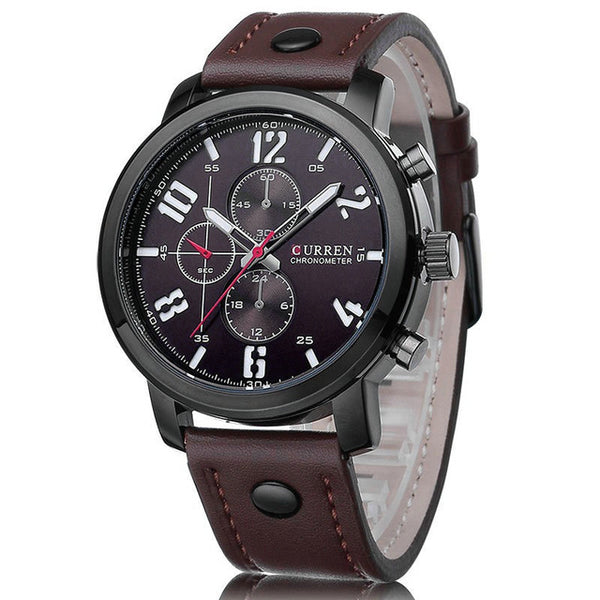 Fashion Brand Quartz Watch Men Casual Leather strap Business Wristwatch Military Sport Relogio Male montre homme Curren 8192 New