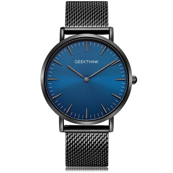 Fashion Top Brand Luxury Quartz watch Casual men quartz-watch stainless steel Mesh strap ultra thin clock male relogio masculino