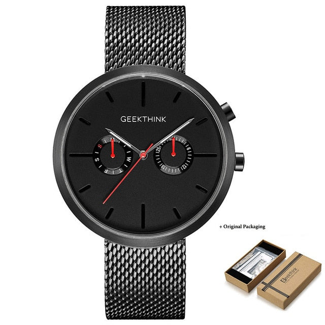 Top Brand Quartz Watches Men Black Full steel Wrist Watch Calendar Fashion Casual Relogio Masculino Modern Homme Swizerland